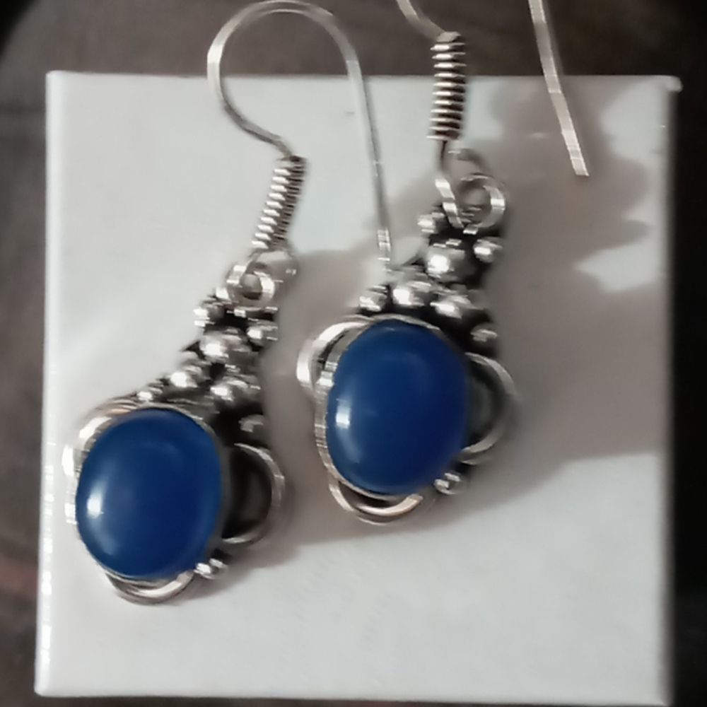 Beautiful handmade Silverstone drop earrings